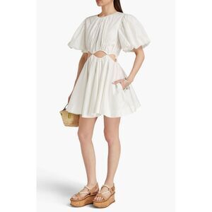 Aje Henriette Cutout Cotton-twill Mini Dress White Size 4